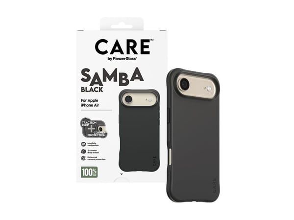 CARE by PanzerGlass Samba - Bagsidecover til mobiltelefon - MagSafe-kompatibilitet - termoplastisk polyuretan (TPU) - sort - for Apple iPhone Air