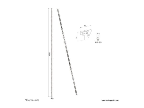 Neomounts - Kabelhanteringsfodral - för 1-4 kablar, universell - vit - 2 m