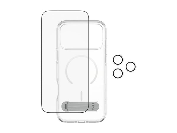 CARE by PanzerGlass 3-in-1 Kick Bundle - Baksidedeksel for mobiltelefon - MagSafe-samsvar - plastikk - med PanzerGlass Screen Protector and PanzerG...