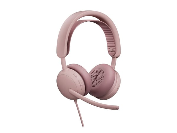 Logitech Zone Wired 2 for Business - Hodesett - on-ear - kablet - aktiv støydemping - rosa - Certified for Microsoft Teams