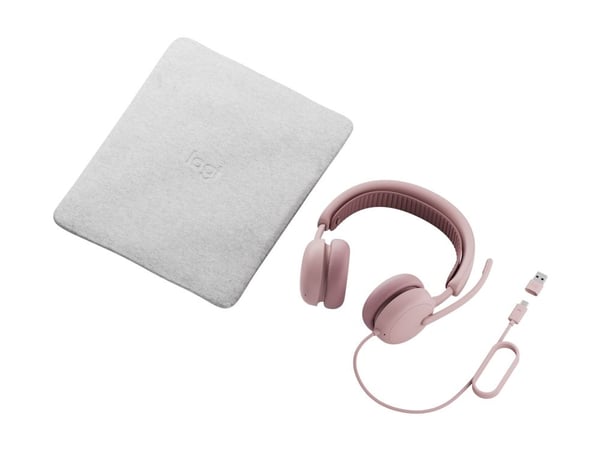 Logitech Zone Wired 2 for Business - Hodesett - on-ear - kablet - aktiv støydemping - rosa - Certified for Microsoft Teams