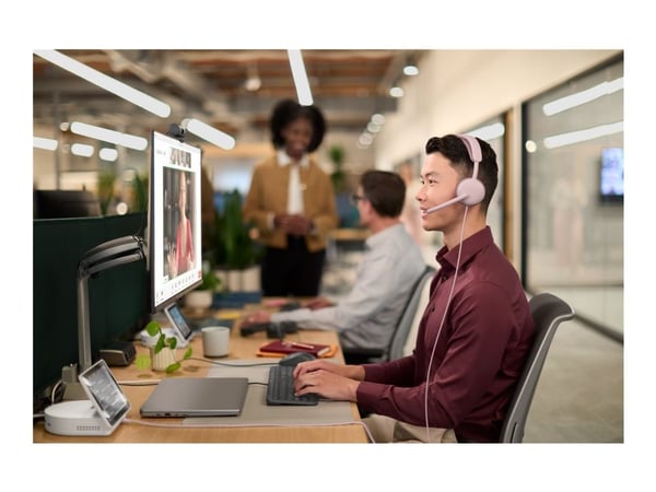 Logitech Zone Wired 2 for Business - Hodesett - on-ear - kablet - aktiv støydemping - rosa - Certified for Microsoft Teams