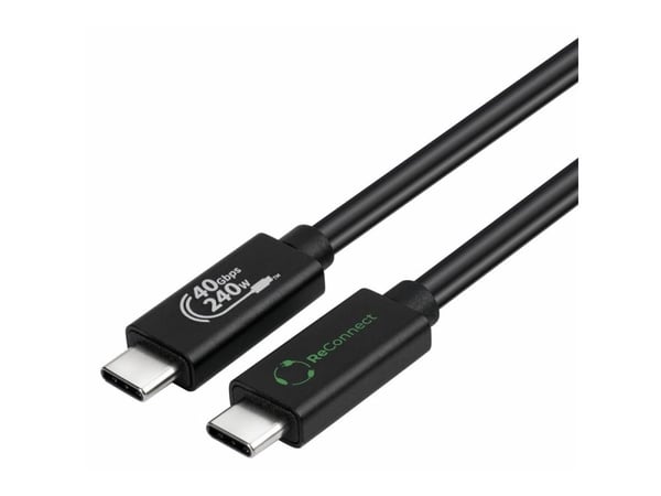 MicroConnect ReConnect - USB-kabel - 24 pin USB-C (hann) til 24 pin USB-C (hann) - USB4 Gen3x2 - 1.2 m - USB Power Delivery (100 W), 5K 60Hz støtte...