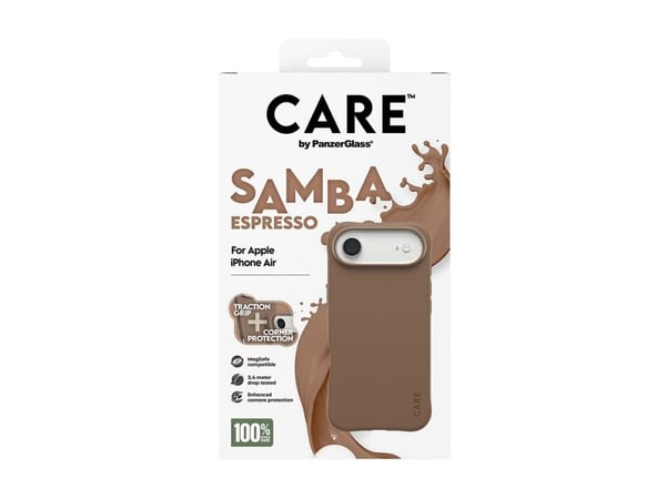 PanzerGlass CARE™ by ® Samba Case Espresso w. MagSafe iPhone Air, Suojus, Apple, Apple - iPhone Air, Ruskea