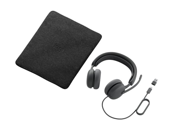 Logitech Zone Wired 2 for Business - Hodesett - on-ear - kablet - aktiv støydemping - grafitt - Certified for Microsoft Teams