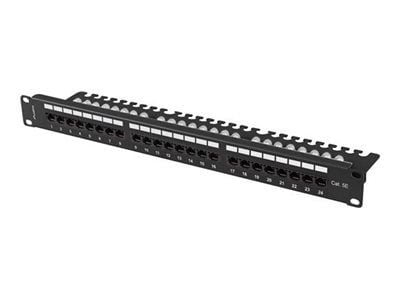 PATCH PANEL 24 PORT 1U 19" CAT.5E UTP MED KABELORGANISATOR SVART LANBERG