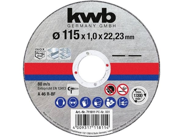 kwb 711811, Kappeskive, Rustfritt stål, Stål, Alle merker, 2,22 cm, 11,5 cm, Rustfritt stål