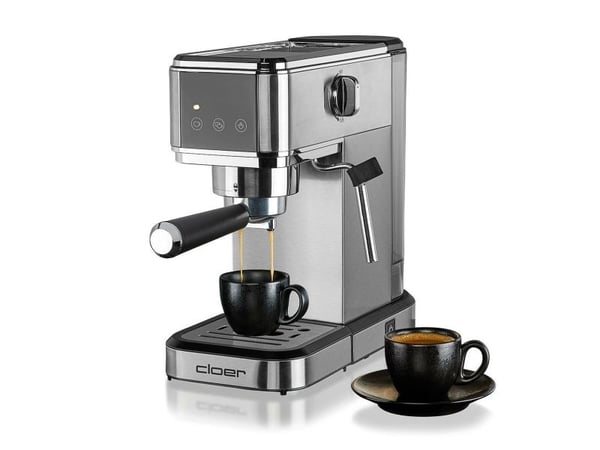 Cloer 5829, Espressomaskin, 1 l, 1350 W, Sort, Rustfritt stål
