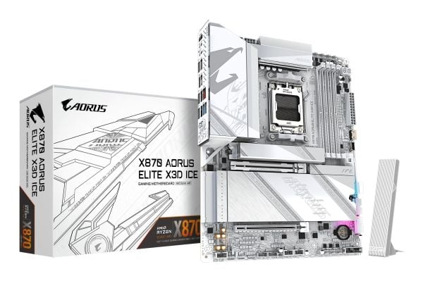 AORUS X870 ELITE X3D ICE - Hovedkort - ATX - Socket AM5 - AMD X870 Chipset - USB-C 3.2 Gen 2x2, USB4, USB 3.2 Gen 1, USB 3.2 Gen 2 - 5 Gigabit Ethe...