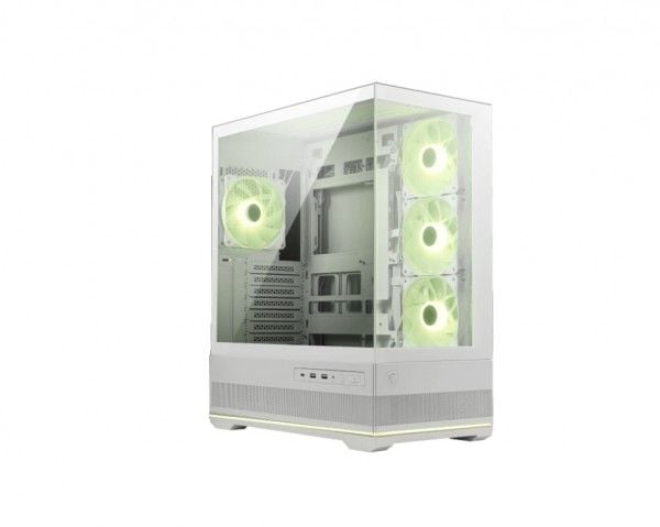 MSI MAG PANO 110R PZ - Mid tower - ATX - sidepanel med vindu (herdet glass) - ingen strømforsyning (ATX) - hvit - USB/lyd