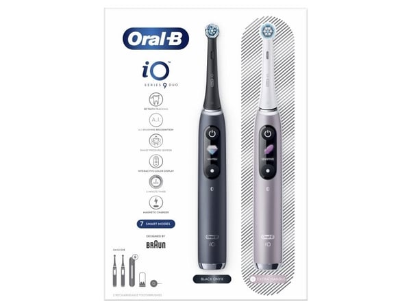 Oral-B iO 80363731, Aikuinen, Pyörivä/värähtelevä hammasharja, Ienhoito, Herkkä, Valkaisu, musta, Hopea, 2 min, musta, Hopea