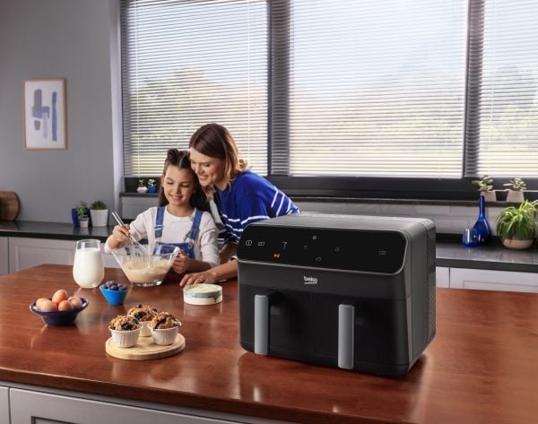 Beko FRL5388B, Varmluftsfrityr, 8,5 l, Dobbel, Sort, Berøringskontroll, Enkeltstående