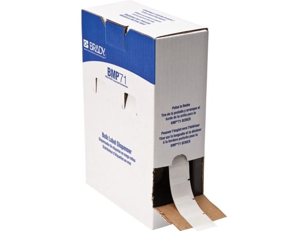 Brady - Vinyl - matt - permanent akryl-adhesiv - 102 mikroner - hvit, gjennomskinnelig - 25.4 x 25.4 mm 2500 etikett(er) (1 rull(er) x 2500 bulk - ...
