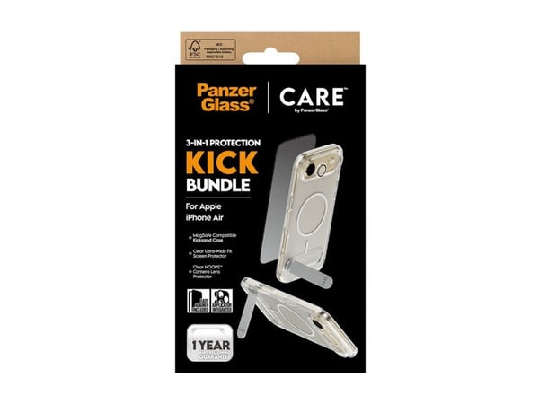 CARE by PanzerGlass 3-in-1 Kick Bundle - Baksidedeksel for mobiltelefon - MagSafe-samsvar - plastikk - med PanzerGlass Screen Protector and PanzerG...