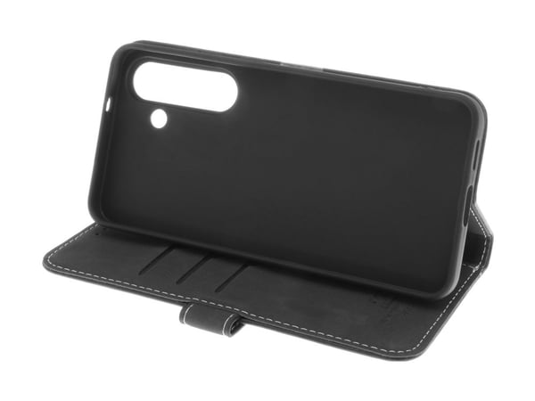 Insmat Exclusive - Lommebok for mobiltelefon - ekte skinn, kartong+papir, bomullssting, aluminiumsfolie, termoplast-polyuretan (TPU) - svart - for ...