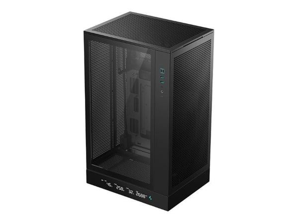 DeepCool CH270 DIGITAL - MT - micro ATX - sidepanel med vindu (herdet glass) - ingen strømforsyning (ATX / PS/2) - svart - USB/lyd