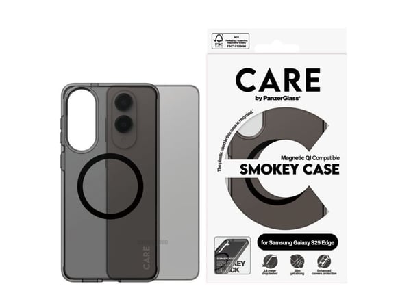 PanzerGlass CARE by ® Flagship Case Urban Combat Smokey m. Sorter Qi-kompatibel Samsung S25 Edge, Deksel, Samsung, Samsung - Galaxy S25 Edge 5G, So...