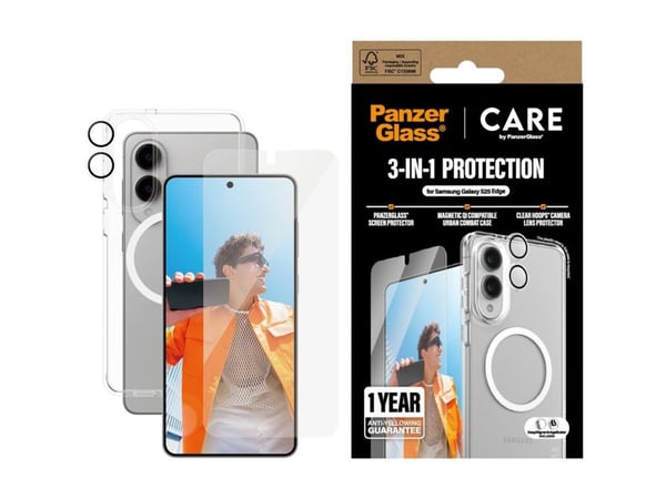 CARE by PanzerGlass Urban Combat - Baksidedeksel for mobiltelefon - plastikk - gjennomsiktig - med PanzerGlass Screen Protector and PanzerGlass Cle...