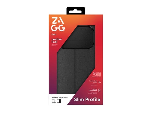 ZAGG Folio, Folio-kotelo, Apple, iPhone 17 Pro Max, 17,5 cm (6.9"), musta