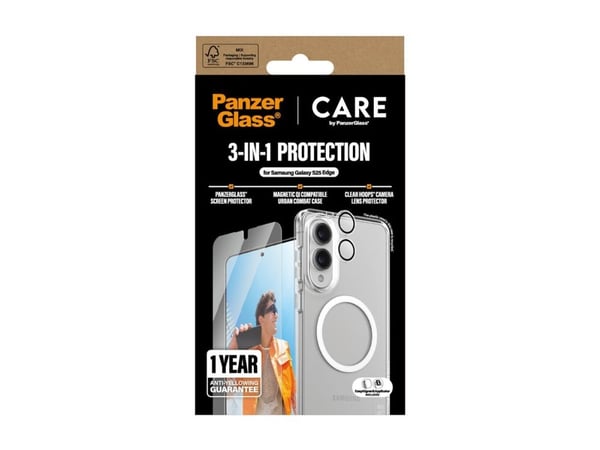 CARE by PanzerGlass Urban Combat - Baksidedeksel for mobiltelefon - plastikk - gjennomsiktig - med PanzerGlass Screen Protector and PanzerGlass Cle...