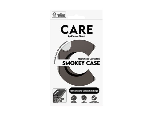 PanzerGlass CARE by ® Flagship Case Urban Combat Smokey m. Sorter Qi-kompatibel Samsung S25 Edge, Deksel, Samsung, Samsung - Galaxy S25 Edge 5G, So...