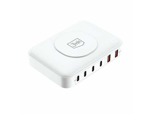 3MK Hyper Charger PowerMax 100W 4xUSB-C + 2xUSB-A ladestasjon med lader induksjon QC+PD