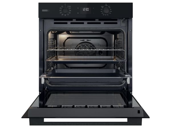 Whirlpool OMSK58RU1SB, Medium, Elektrisk ovn, 71 l, 71 l, Vifteassistert, Hydrolytisk + pyrolytisk