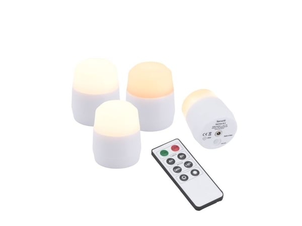Securit® 4 stk. ekstra AMSTERDAM LED stearinlys - dimbart lys (hvit) - ekskl. ladestasjon