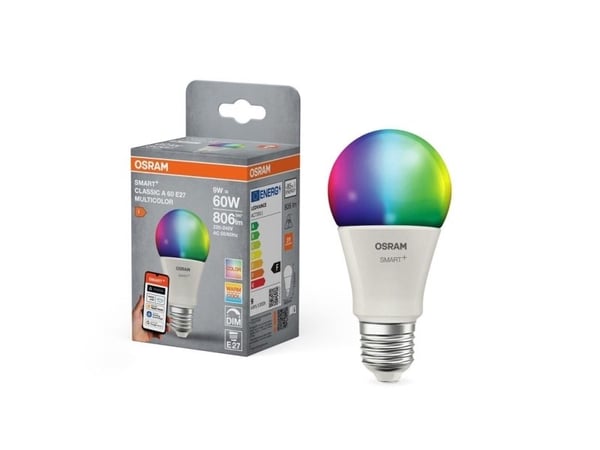 Osram SMART+ MATTER Classic A60, 4,9 W, 40 W, E14, 470 lm, 20000 h, valkoinen