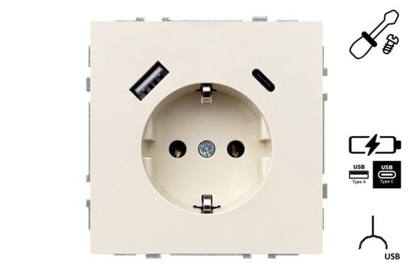 Liregus pistorasia+Usb A+C Iuk-3-01.M/Sm Moderni hiekka