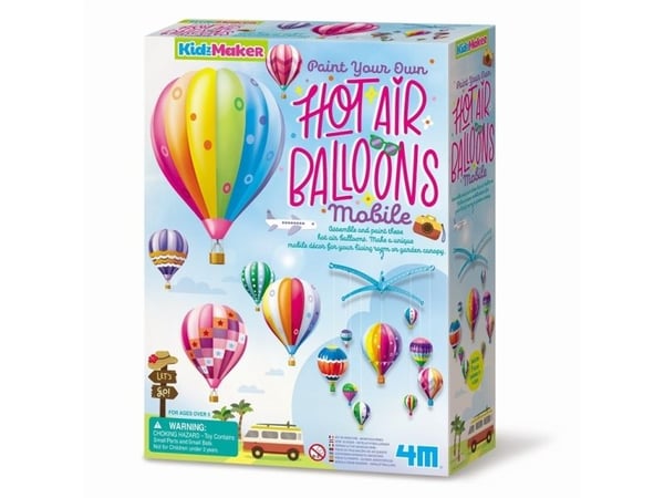 4M Paint Your Own Hot Air Balloons Mobile, Håndverkssett for barn, 5 år, Flerfarget