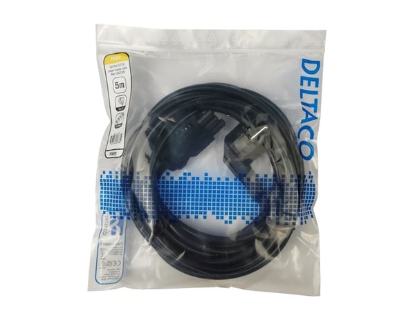 Deltaco GST18 virtajohto, CEE 7/7 - GST18 naaras, musta, 5m, 5 m, CEE 7/7, GST18, 250 V, 16 A