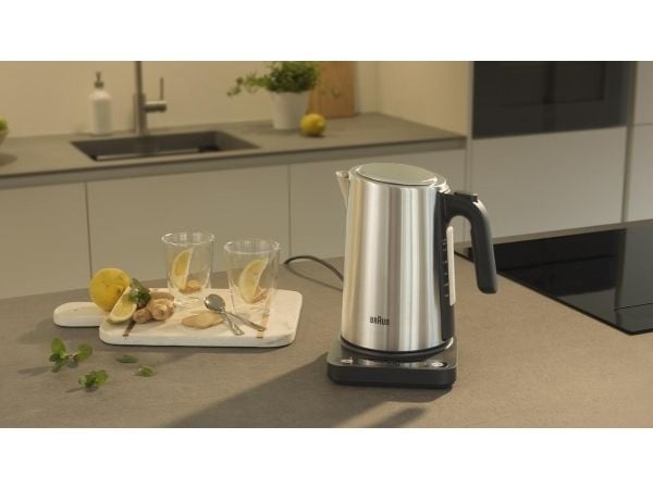 Braun WK 5205 BK, 1,7 l, 2200 W, Svart, Rostfritt stål, Rostfritt stål, Justerbar termostat, Vattennivå indikator