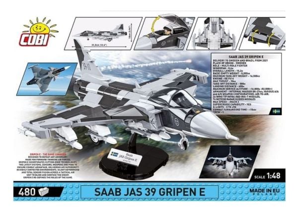 COBI Saab JAS 39 Gripen E, Byggesett, 7 år, 480 stykker