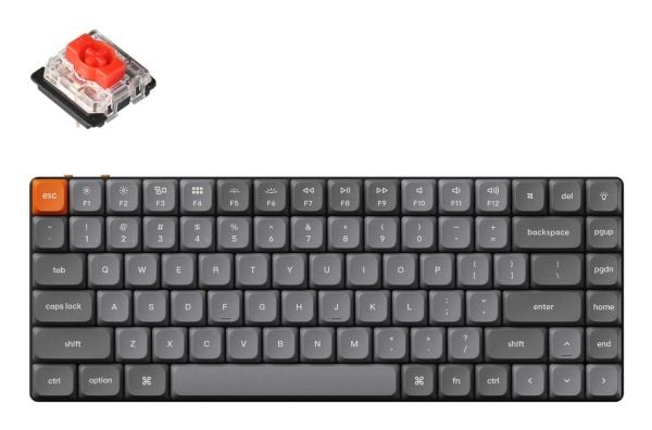 Keychron K3 Max, 75%, Trådløs, USB + RF Wireless + Bluetooth, Mekanisk nøkkelbryter, RGB LED, Grå