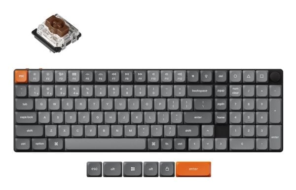 Keychron K17 Max QMK, 75%, Ledning & Trådløs, USB + RF Wireless + Bluetooth, Mekanisk nøkkelbryter, RGB LED, Sort
