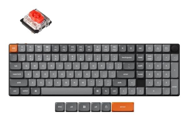 Keychron K17 Max QMK, 75%, Ledning & Trådløs, USB + RF Wireless + Bluetooth, Mekanisk nøkkelbryter, RGB LED, Sort