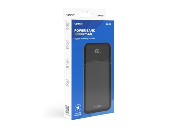 Savio BA-08, 1000 mAh, Lithium Polymer (LiPo), 5 V, 20 W, Svart