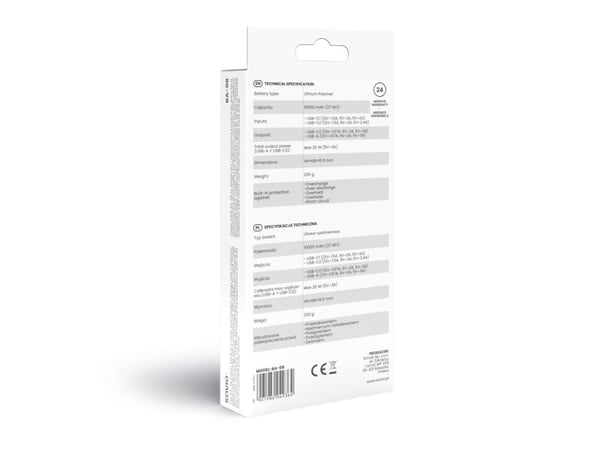 Savio BA-08, 1000 mAh, Lithium Polymer (LiPo), 5 V, 20 W, Svart