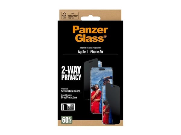 PanzerGlass ® 2-Way Privacy Screen Protector iPhone Air | Ultra-Wide Fit w. EasyAligner, Apple, Apple - iPhone Air, Asennus kuivana, Naarmuuntumise...