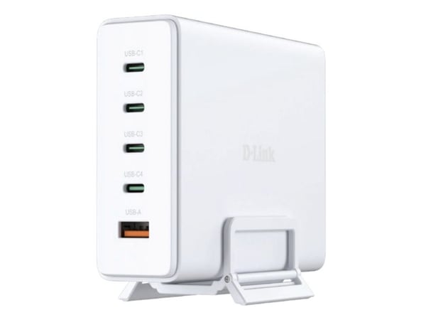 D-Link DCF-241 - Strømadapter - GaN + AC-strømadapter - 240 watt - 5 A - Power Delivery 3.1, QC 4.0 - 5 utgangskontakter (4 x USB-C, USB-type A) - ...
