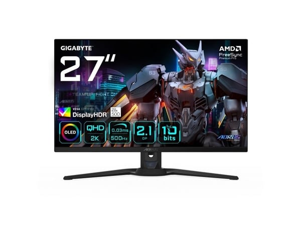 GIGABYTE AORUS FO27Q5P, 68,6 cm (27"), 2560 x 1440 piksler, Quad HD, OLED, 0,03 ms, Sort