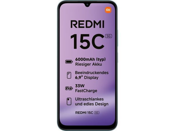Xiaomi Redmi 15C 5G - 5G smarttelefon - dobbelt-SIM - RAM 4 GB / Internminne 128 GB - microSD slot - 6.9" - 1600 x 720 piksler (120 Hz) - 2x bakkam...