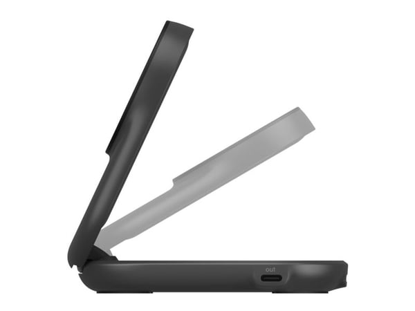 Belkin UltraCharge - Trådløst ladestativ - 2-i-1, Qi2, magnetisk, sammenleggbar + AC-strømadapter - 25 watt - Fast Charge (USB-C) - svart