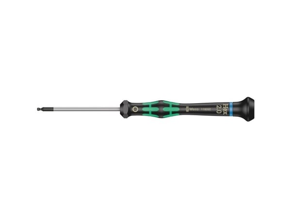 Wera 2052 Elektroniikka ja hienomekaniikka Kuusikulmainen ruuvimeisseli Avaimen leveys: 2 mm Terän pituus: 60 mm