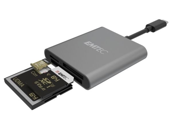 EMTEC T610C - Kortinlukija (SD, CF, microSD) - UHS luokka 1 - USB-C 3.1 Gen 1