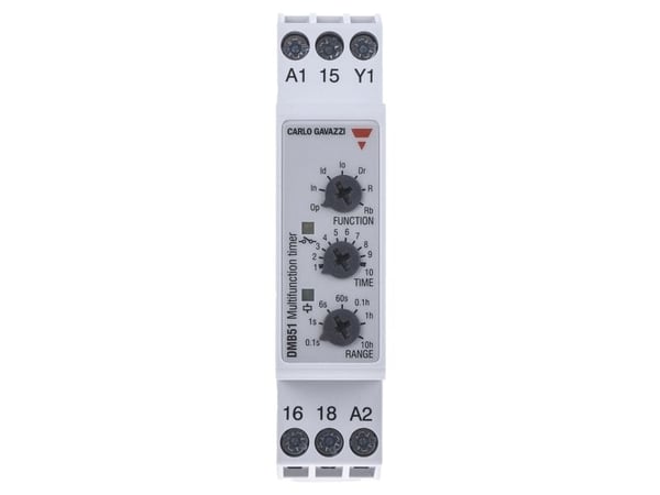 CARLO GAVAZZI Monitoimiajastin, 1CO kelluva 5A, 250VAC, kelan jännite 24VDC / 24-240VAC, säätöalue 0,1s.-100h., DIN
