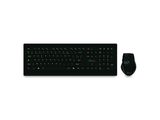 MediaRange MROS104-FR, Trådløs, RF kabel-fri, Mekanisk nøkkelbryter, AZERTY, Sort, Grå, Mus inkludert
