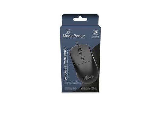 MediaRange - Mus - ergonomisk - with scroll-wheel, dpi and thumb buttons, 800 - 2400 dpi, 1.5 m - høyrehendt - optisk - 6 knapper - kablet - USB-C ...