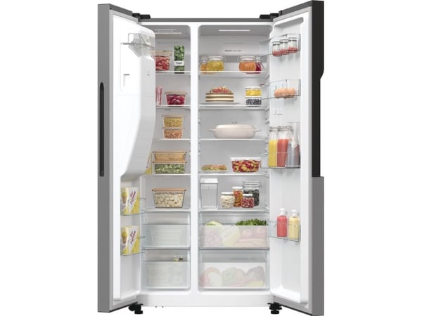 Gorenje NRR9185ESXL, Frittstående, Amerikansk dør, Grå, 2 dører, LED, På dør